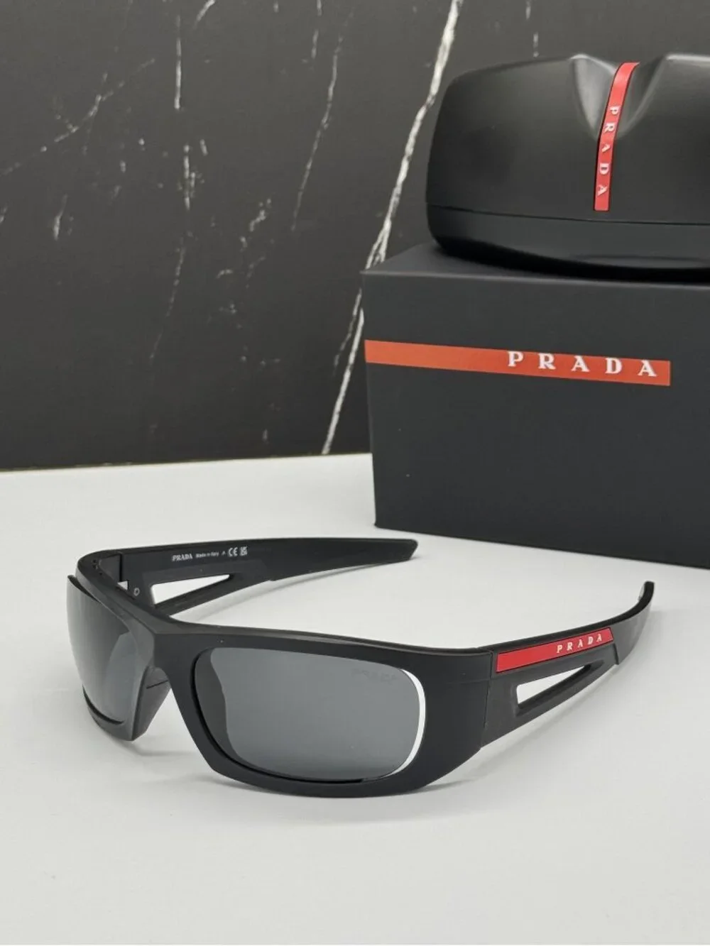Prada Linea Rossa PS02YS 1BO06F Unisex Black Gray Sport Sunglasses Authentic NEW